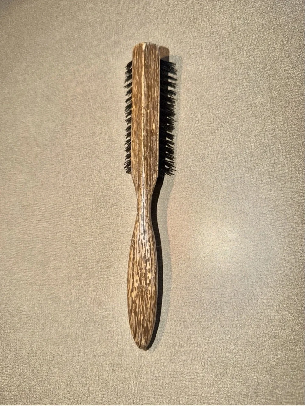 Vintage Goody Faux Wood Grain Hair Brush Nylon Bristles Thumb Grip Handle 8